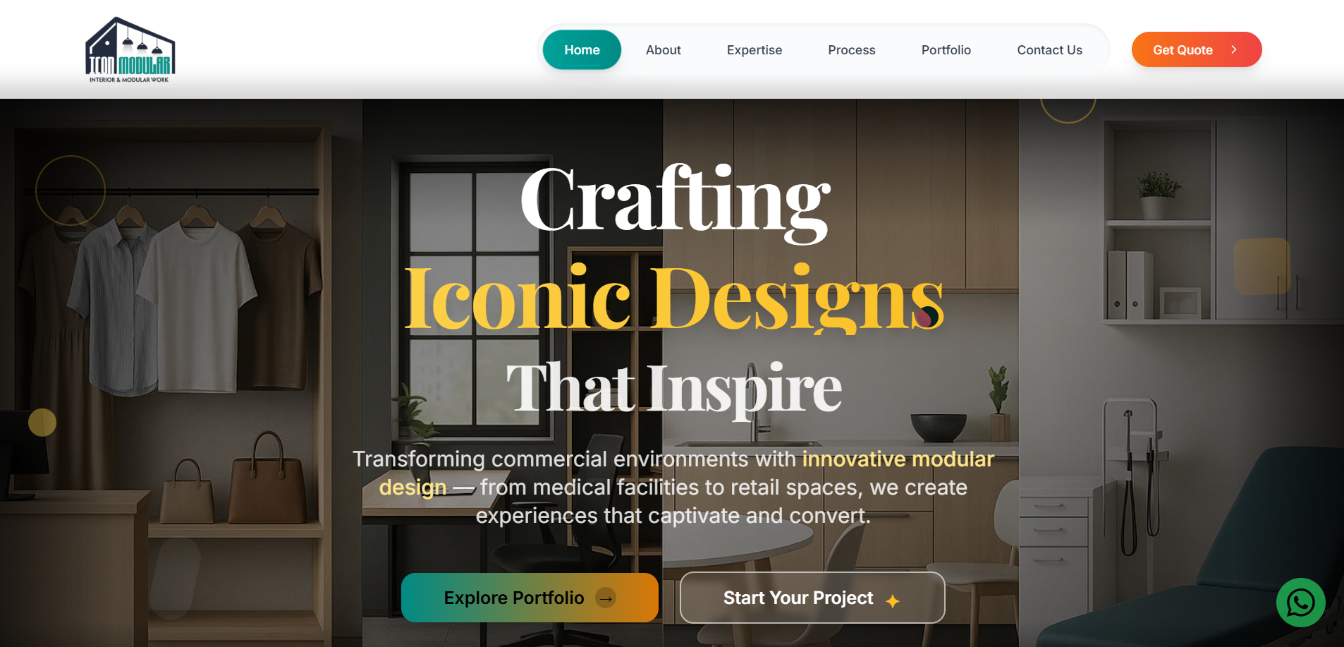 Icon Modular website homepage screenshot