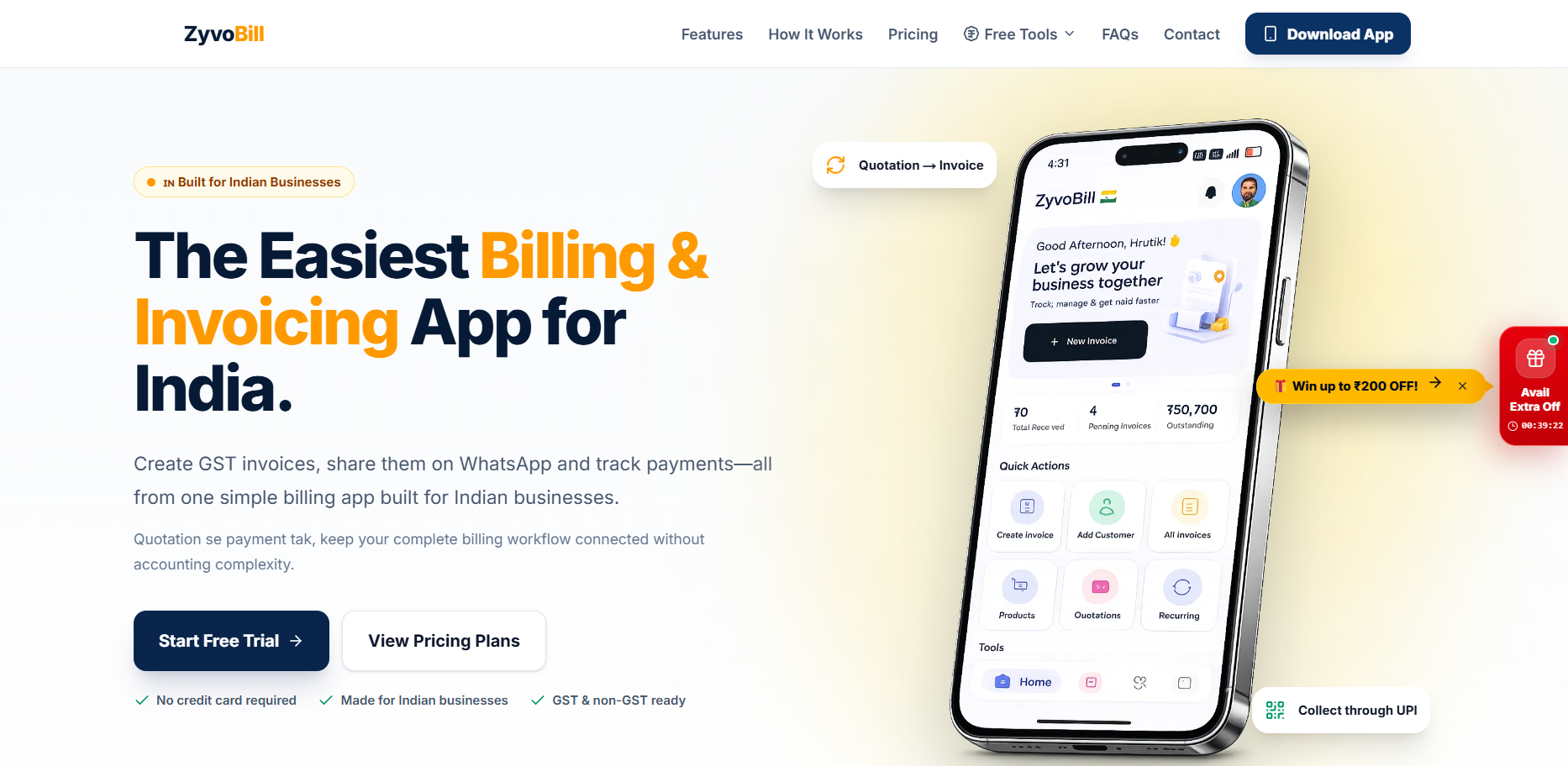 ZyvoBill website homepage screenshot